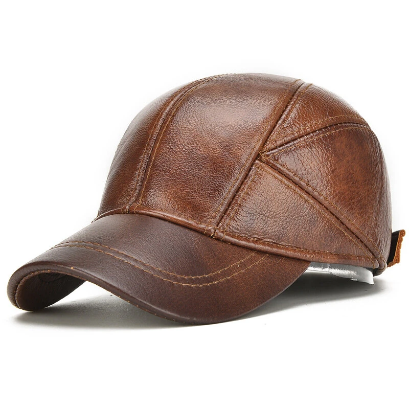 Collrown Mens Genuine Leather Baseball Cap with Hidden Earmuff for Fall Winter Outdoor Casual Warm Cow Leather Hat (image for) Collrown Mens Genuine Leather Baseball Cap with Hidden Earmuff for Fall Winter Outdoor Casual Warm Cow Leather Hat